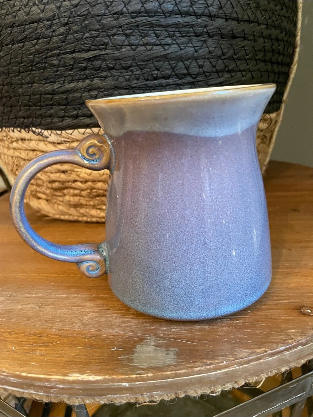 Ceramic Cat Mug in Blue-Purple  Glaze - Decorative Pet-Themed Drinkware